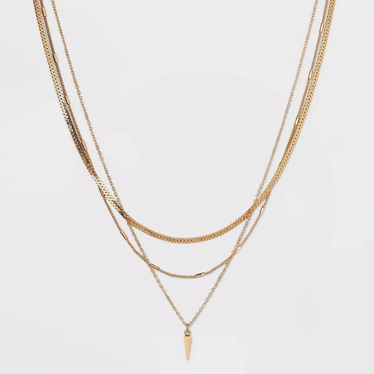 Herringbone Point Charm Multi-Strand Chain Necklace - A New Day™ Gold | Target