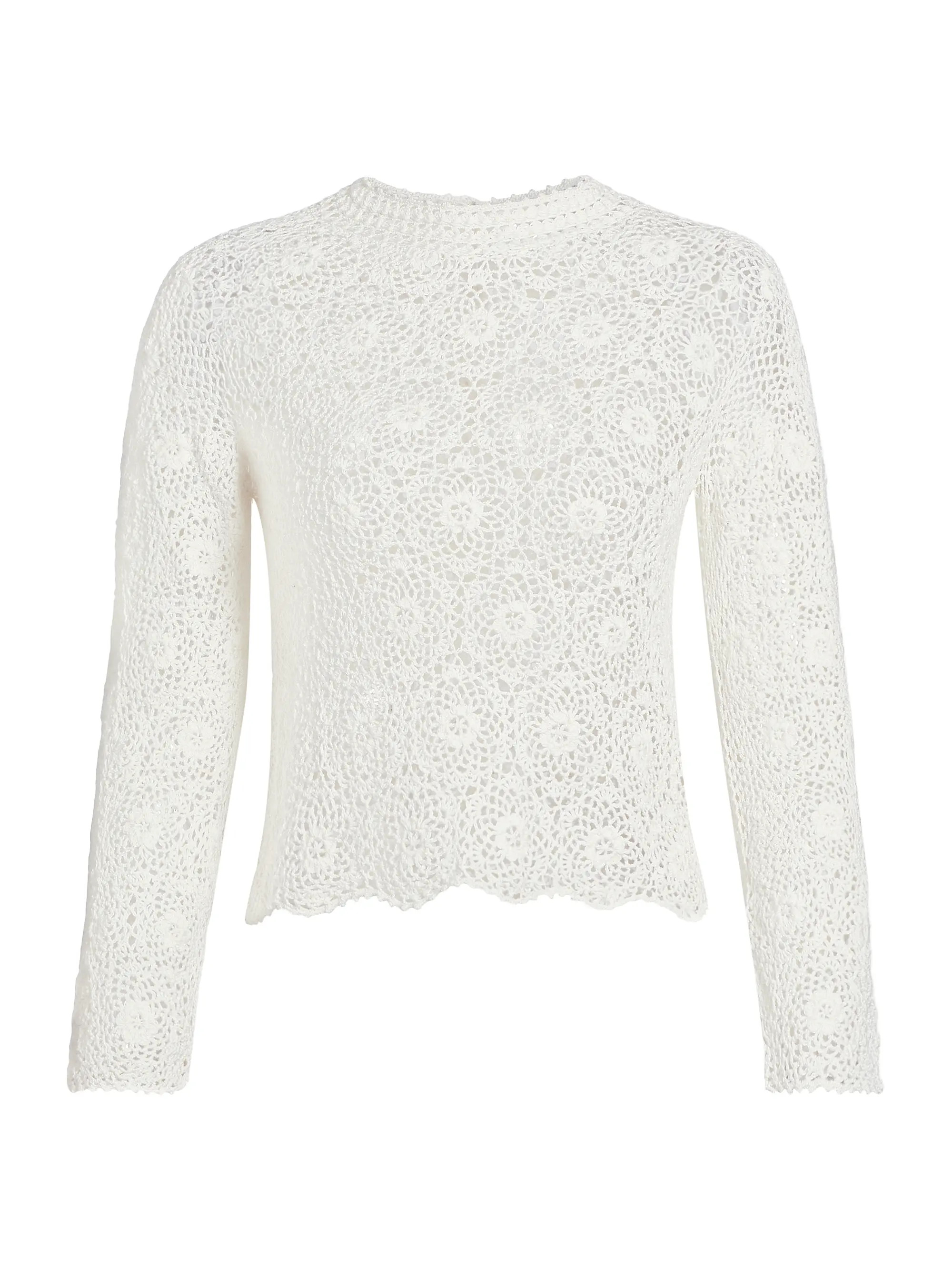 Nili LotanGibson Crocheted Cotton Crewneck Sweater | Saks Fifth Avenue