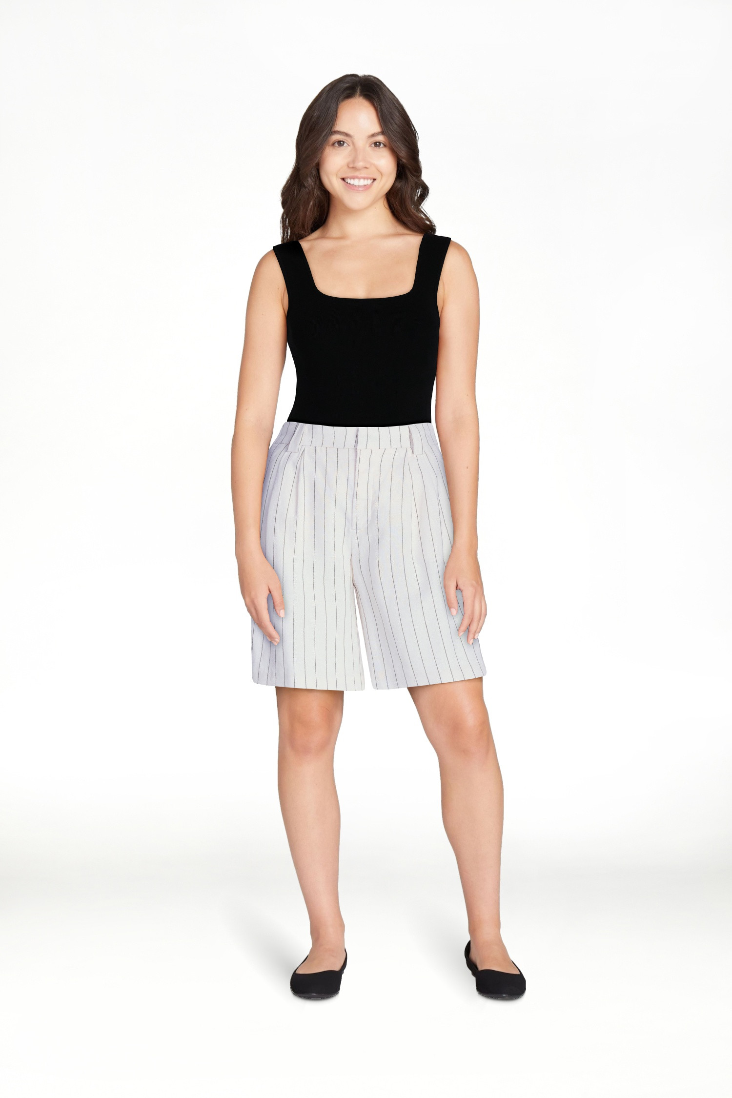Scoop Women’s Pleated Bermuda Shorts, 9'' Inseam, Sizes 0-26W | Walmart (US)