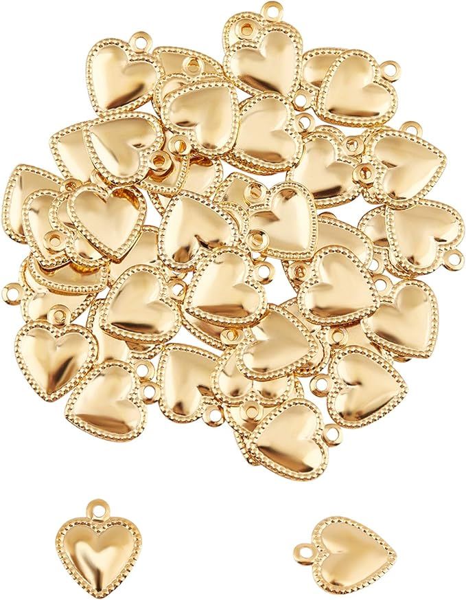 UNICRAFTALE about 100pcs Golden Puffy Tiny Heart Charms Love Stainless Steel Pendants 1mm Small H... | Amazon (US)