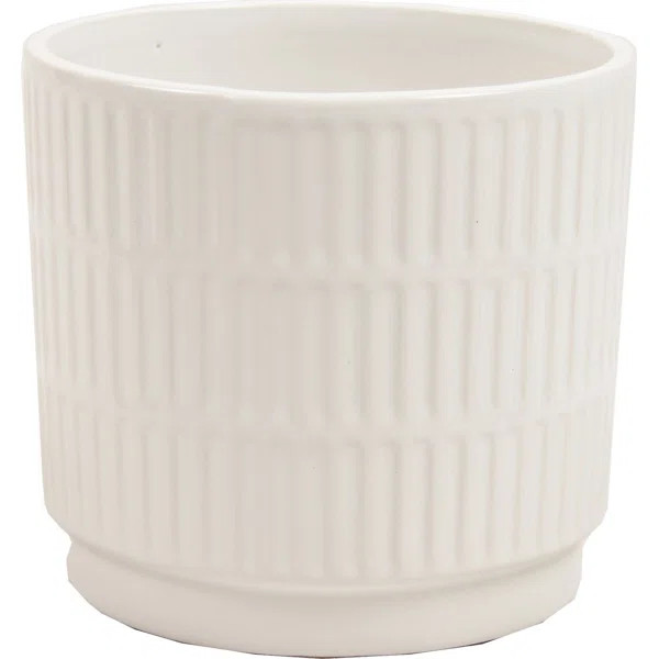 Hempstead Round White Planter | Wayfair North America