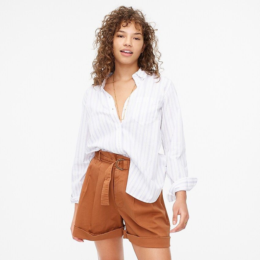 Classic-fit washed cotton poplin shirt in patio stripe | J.Crew US