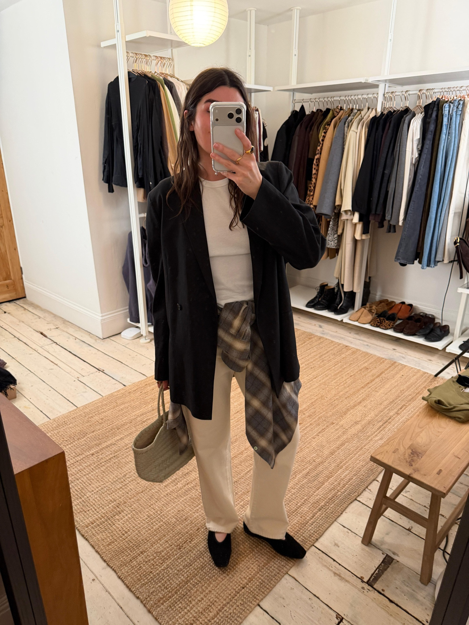 Spring styling - white denim and blazers will be coming back soon. Styled with a COOR check flannel shirt, similar linked below

#LTKspring #LTKstyletip