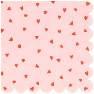 Meri Meri Heart Pattern Napkins (Pack of 16), Square Disposable 3-Ply Paper Heart Napkins, Kids &... | Amazon (US)
