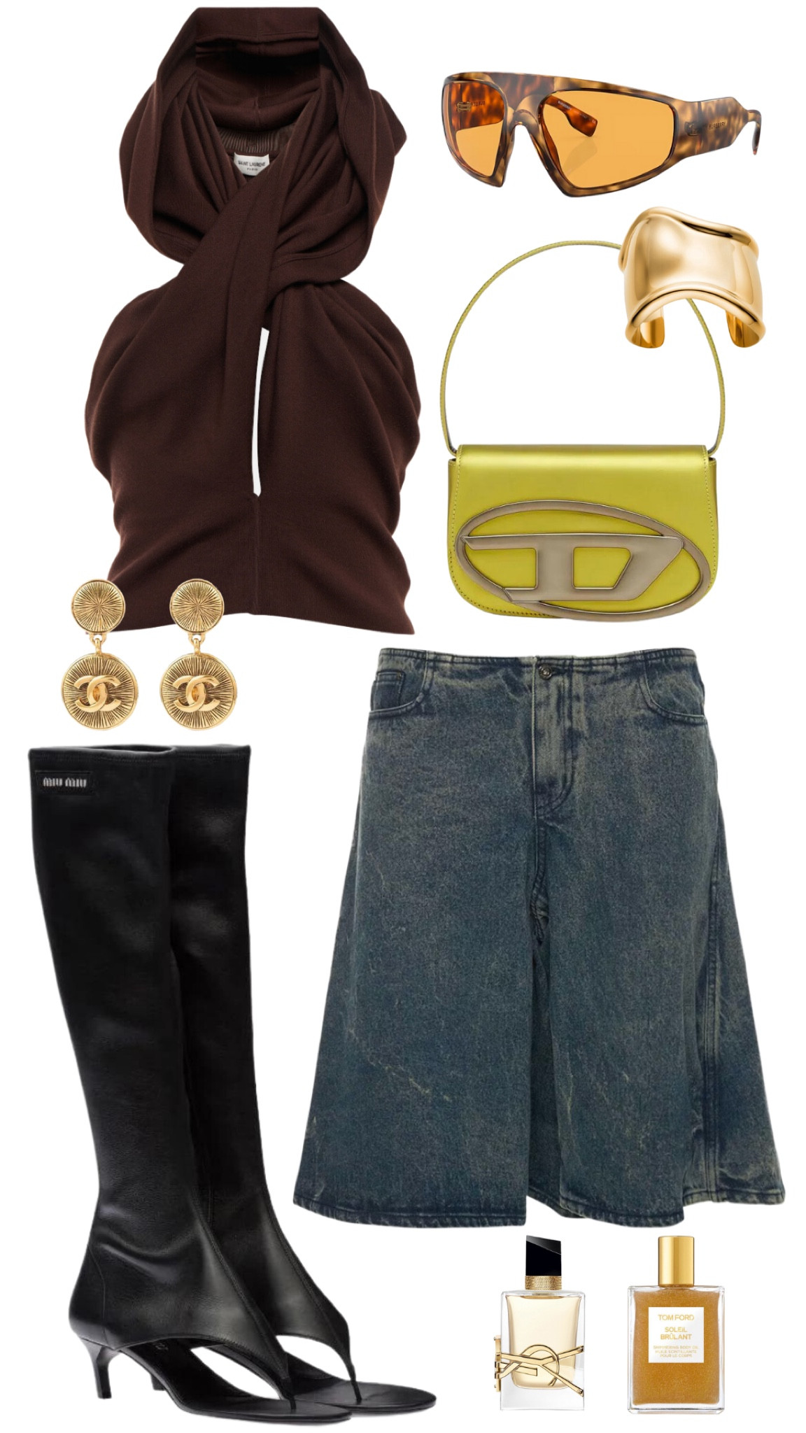 saint laurent top 
y/project skirt 
miu miu thong sandal boots 
diesel bag 
burberry sunglasses 
vintage chanel earrings 
tiffany&co medium bone cuff 
ysl libre perfume 
tom ford soleil brulant body oil 


#LTKSeasonal #LTKFind #LTKstyletip