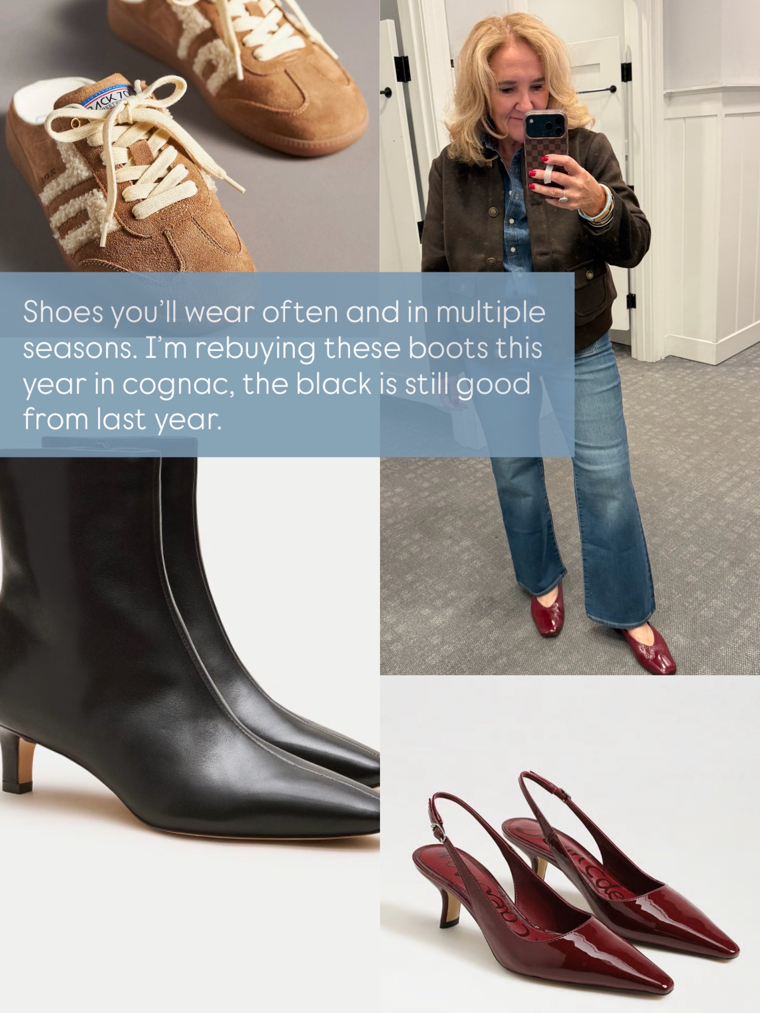 A few fall shoe options that I’m wearing on repeat. Definitely worth it! 
The boots is size up 1/2

#LTKOver40 #LTKSeasonal #LTKMidsize