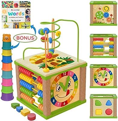 TOYVENTIVE Wooden Kids Baby Activity Cube - Girls Gift Set | 1st Birthday Gifts Toys for 1 One, 2... | Amazon (US)
