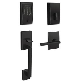 Schlage Century Encode Smart Wifi Deadbolt Door Lock with Alarm and Latitude Lever Handleset in M... | The Home Depot