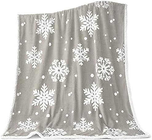 Malinad Christmas Blanket Sherpa Throw - 50x60 Gray Snowflake - Soft, Cozy, Warm - Perfect for Ho... | Amazon (US)