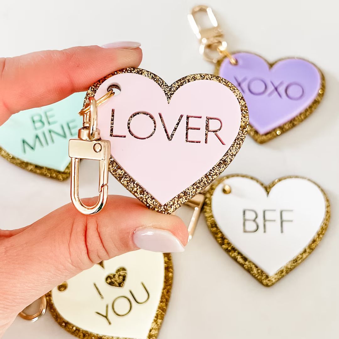 Conversation Heart Keychain Zipper Pull Heart Zipper Accessory Valentine Keychain be Mine Backpac... | Etsy (US)