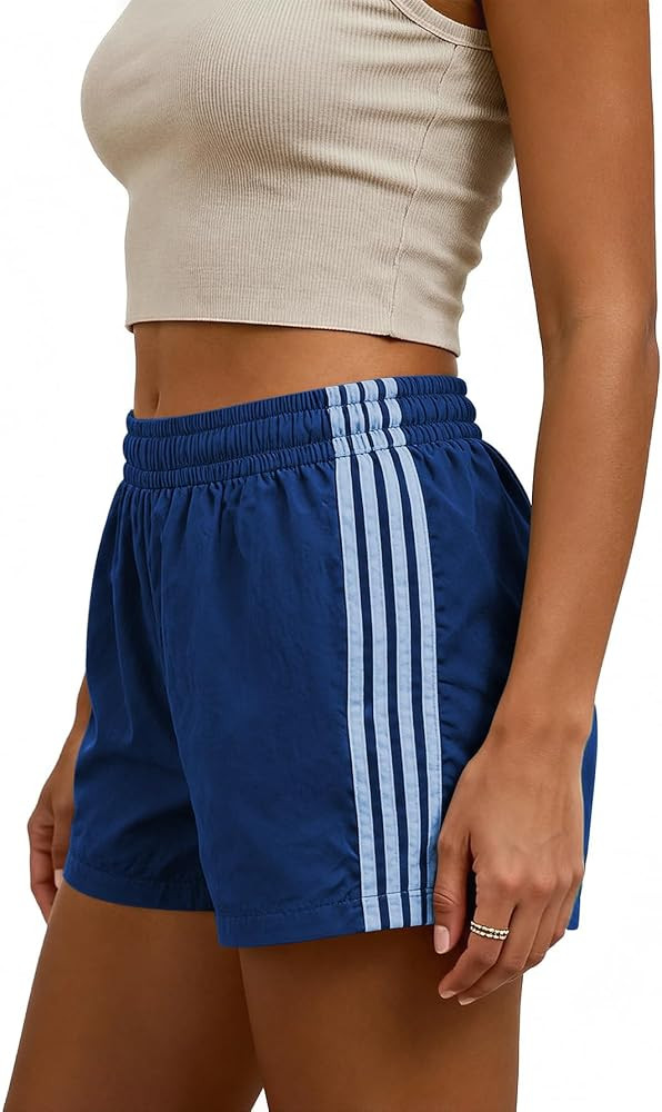 MakeMeChic Women's Striped Summer Track Shorts Low Rise Athletic Shorts | Amazon (US)