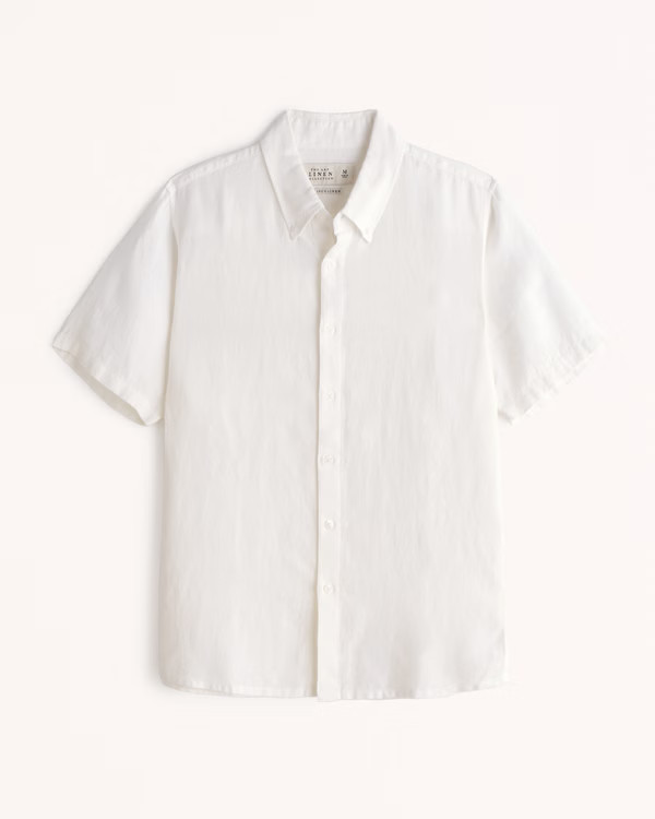 Short-Sleeve Linen Button-Up Shirt | Abercrombie & Fitch (US)