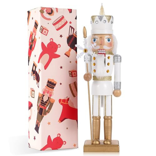BXO Christmas Decorations Nutcracker Ornament,15 Inch Wooden Xmas Traditional Nutcracker,Festive Collectible Nutcracker Figures Party Tabletop Thanksgiving Decor(with Snowflake) | Amazon (US)