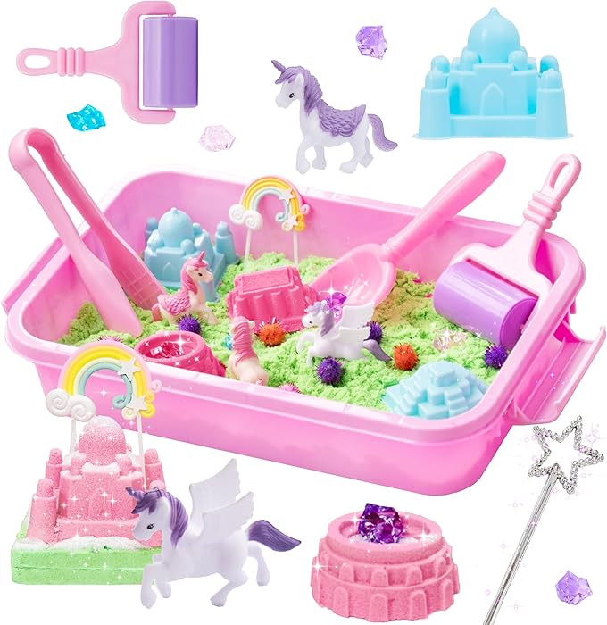 Unicorn Sensory bin, Unicorn Toy for Kids,Castle Moulds, Sand Art kit for Boys and Girl, Sensory ... | Amazon (US)