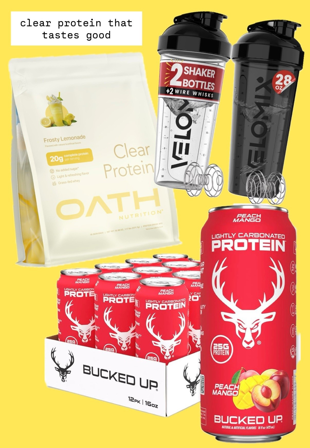 We've tried a lot of clear protein lately, and these two brands we've really enjoyed & repurchased!

Oath Frosty Lemonade (the other flavors are good too! You need a good shaker for this one!

Bucked Up Lightly Carbonated Protein - my favorite is Peach Mango & Jared likes the orange one a lot! You can get these on sale at HEB sometimes ❤️

#LTKOver40 #LTKActive #LTKfitnessgoals