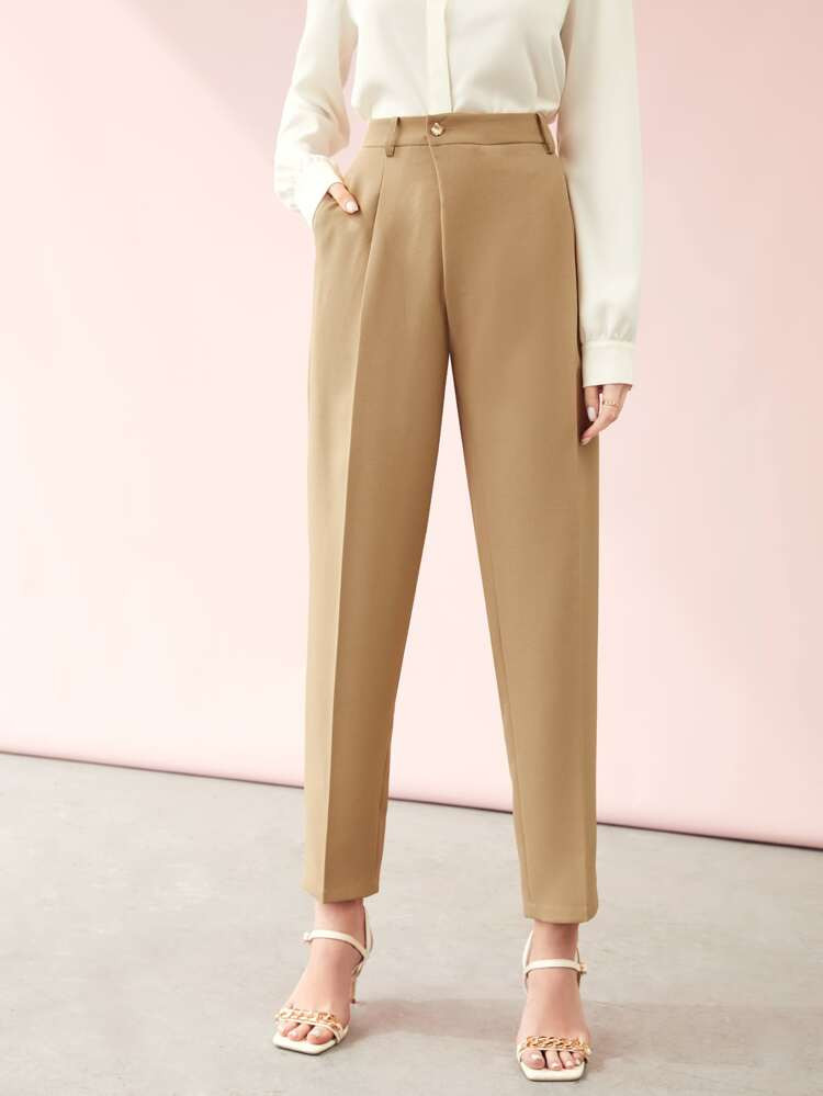 MOTF PREMIUM SLANTED HIGH-WAIST DRESS PANTS | SHEIN
