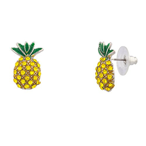Lux Accessories Fruit Cocktail Pave Pineapple Stud Earrings | Amazon (US)
