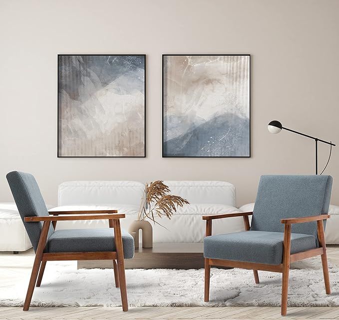 Merakii Solid Wood Polyester Armchair Set of 2 - Bluish Gray | Amazon (US)
