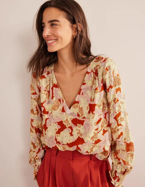 V Neck Lame Top | Boden (US)