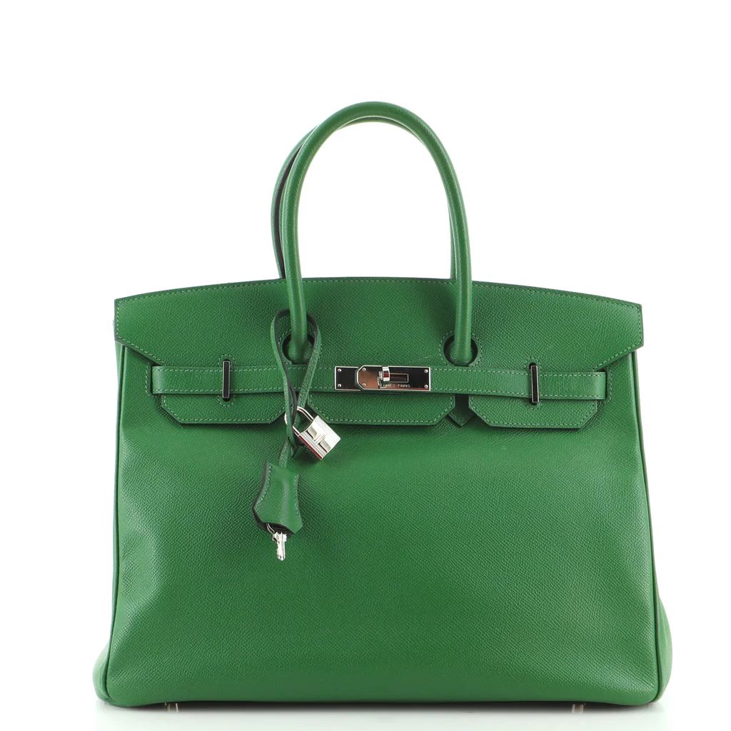 Hermes Birkin Handbag Green Epsom with Palladium Hardware 35 Green 13001737 | Rebag