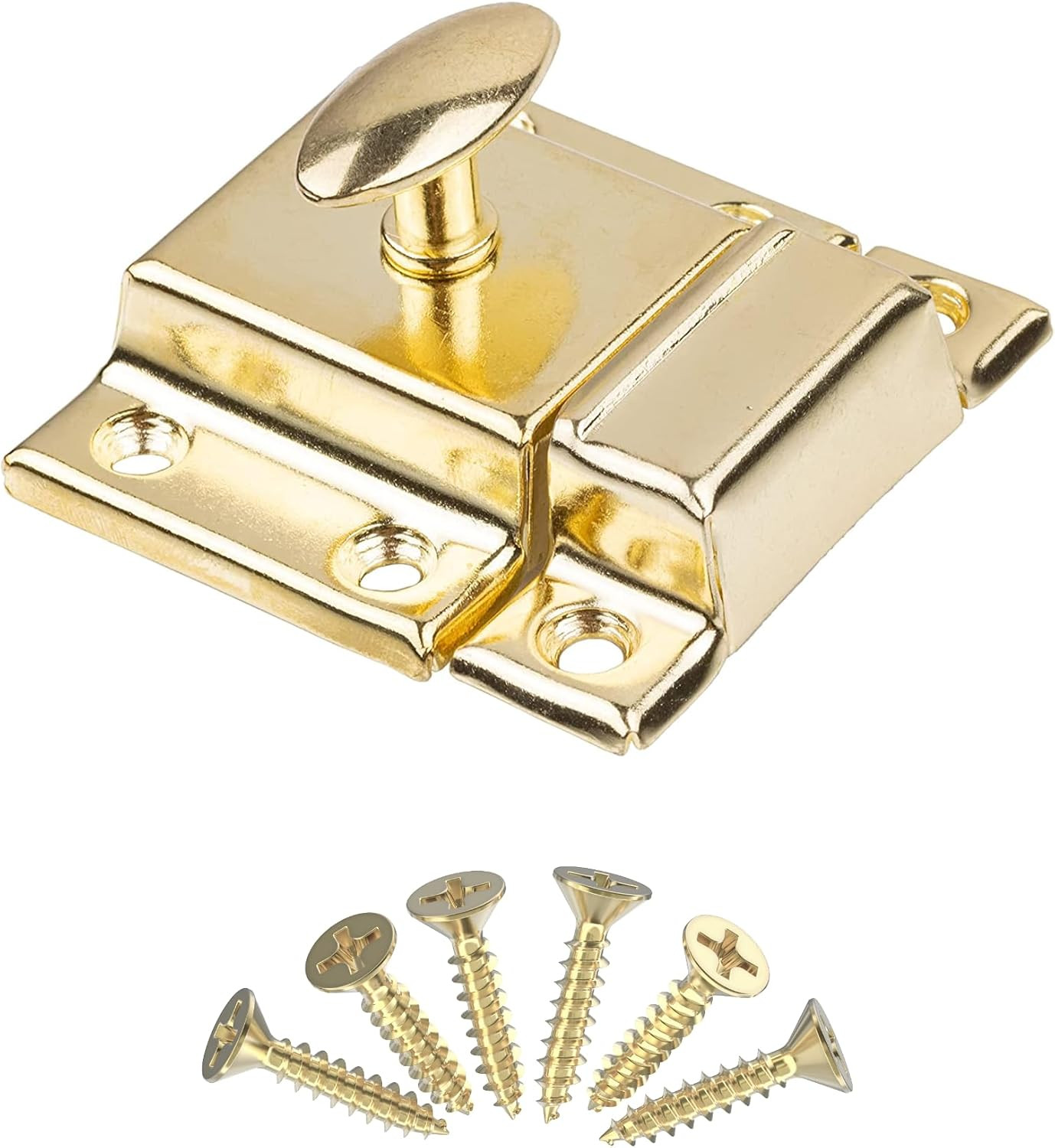 Large Stamped Brass Stamped Cabinet Door Latch - 2 1/8" × 2 1/8" - Spring Loaded Cupboard Door L... | Amazon (US)