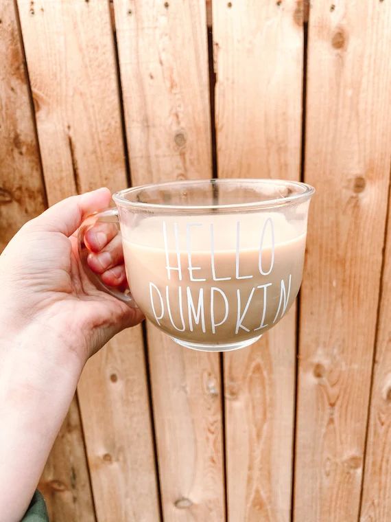 Hello Pumpkin | Clear glass mug | Fall Mug | Pumpkin Coffee | Hello Pumpkin Coffee | | Etsy (US)