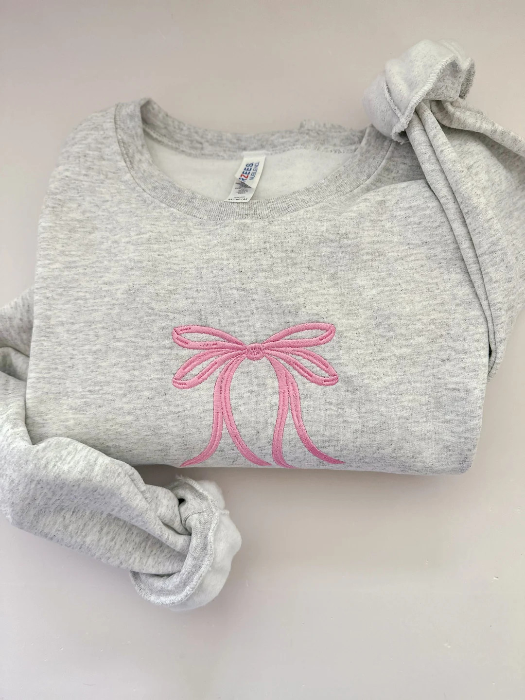 Embroidered Bow Crewneck Sweatshirt Custom Girly Embroidered Crew Sweater Minimal Bow Ribbon Gift... | Etsy (US)
