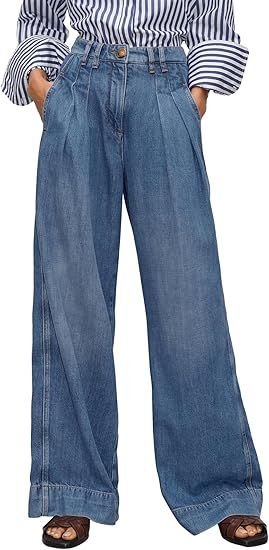 PLNOTME Women's High Waisted Wide Leg Jeans Baggy Mom Casual Denim Pants | Amazon (US)