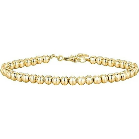 PAVOI 14K Yellow Gold Plated Beaded Bracelet | Womens Ball Bracelet | Plated Gold Bracelets for Women | Walmart (US)