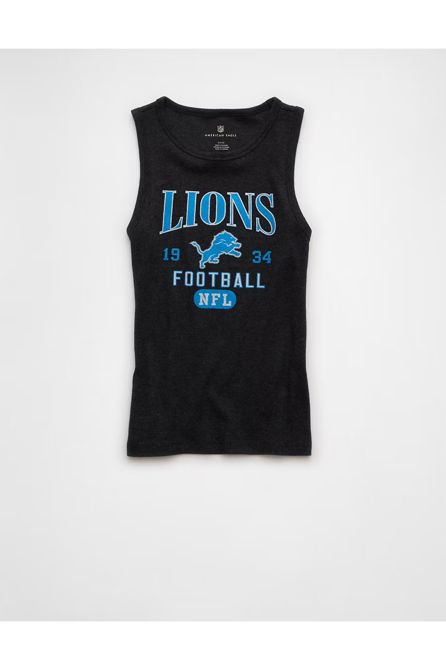 AE NFL Detroit Lions Graphic Tank Top Women's Bold Black XS | American Eagle Outfitters (US & CA)