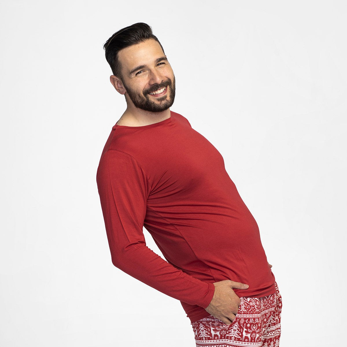 Holiday Red Men's Bamboo Viscose Pajama Top | Little Sleepies
