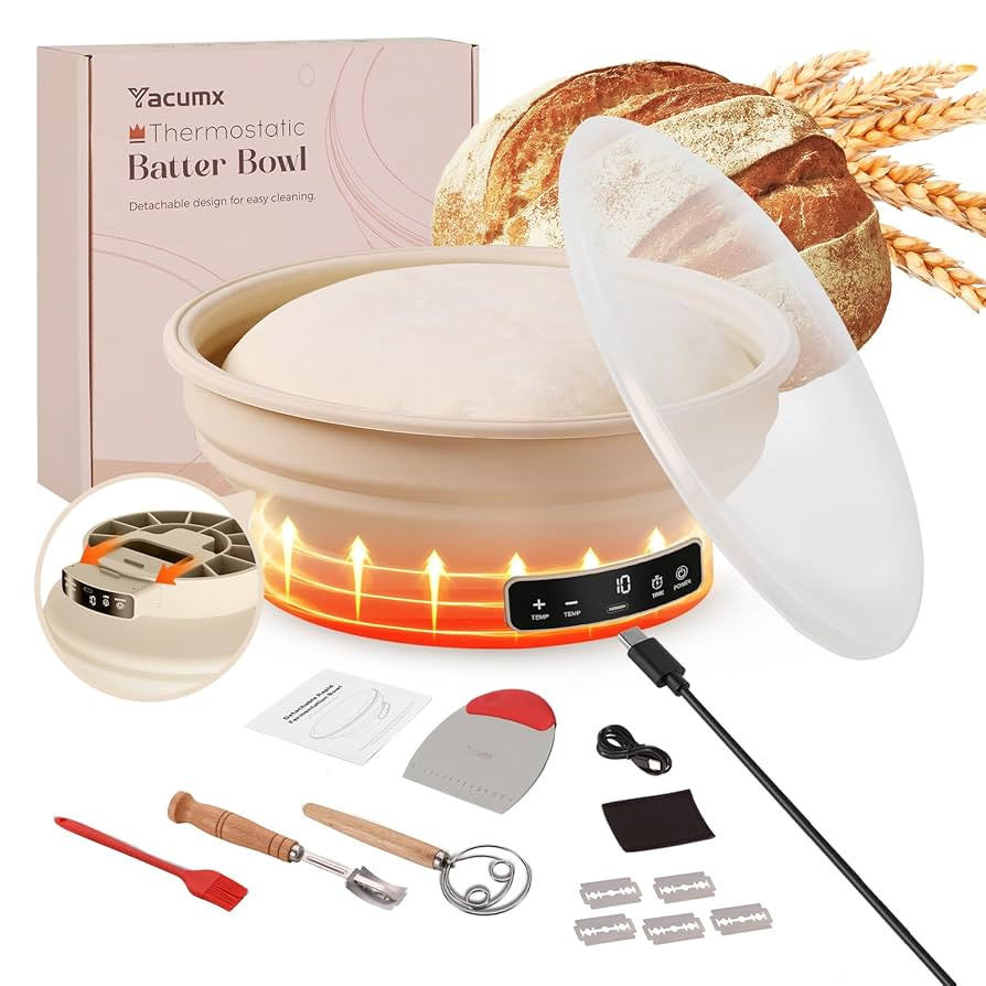 Electric Sourdough Starter Kit with 6-Temp (77-122℉) Control & Timer - 9" Foldable Sourdough Br... | Amazon (US)