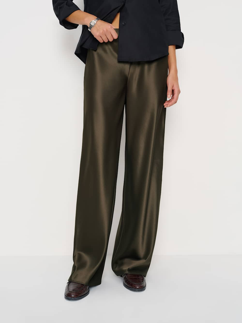 Gale Satin Mid Rise Bias Pant | Reformation (Global)