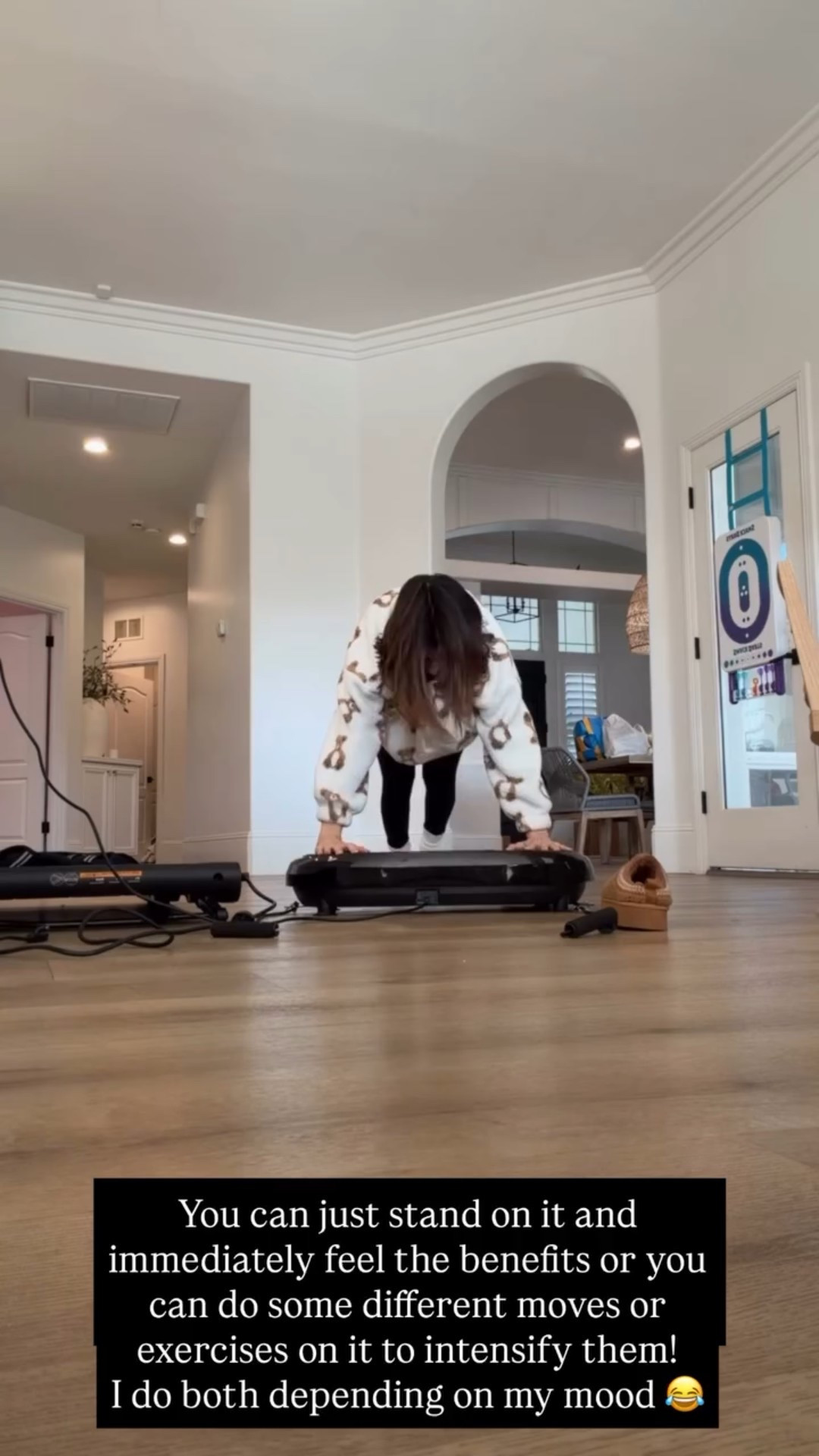 You can just stand on it and immediately feel the benefits or you can do some different moves or exercises on it to intensify them!
I do both depending on my mood 😂