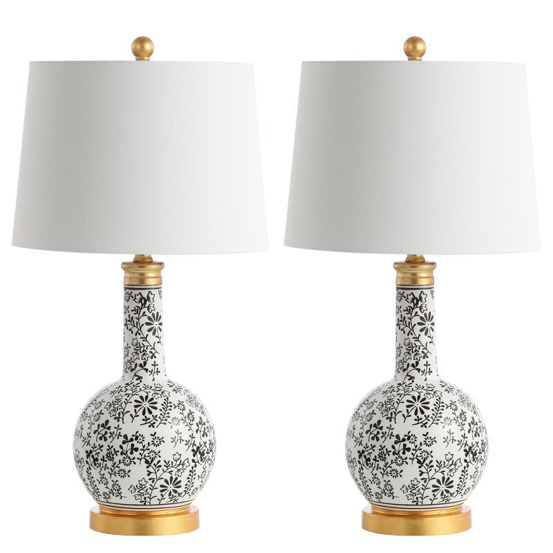S/2 Abby Table Lamps, Black/White | One Kings Lane
