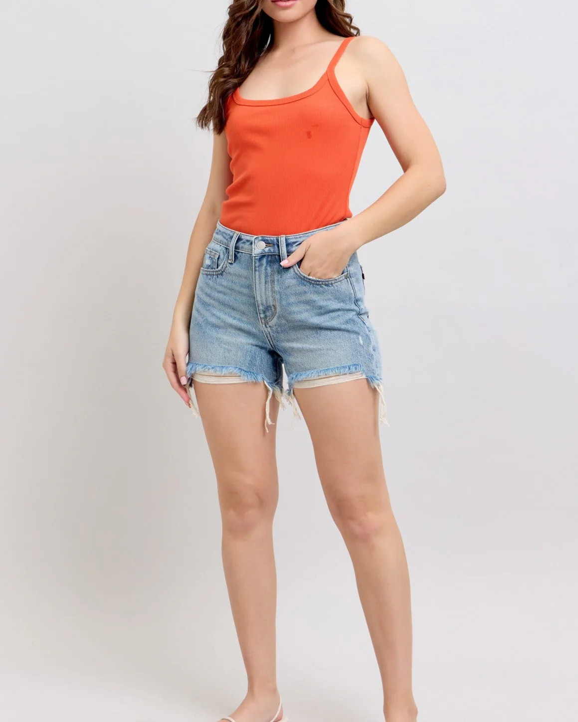 High Waisted Rigid Magic Destroy Cut Off Shorts by Judy Blue Medium Denim / Medium | ish Boutique