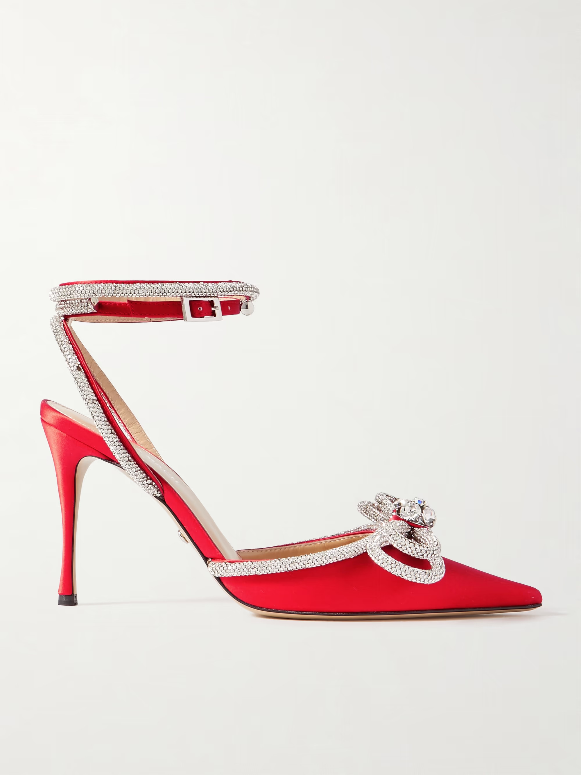 Double Bow crystal-embellished silk-satin pumps | NET-A-PORTER (US)