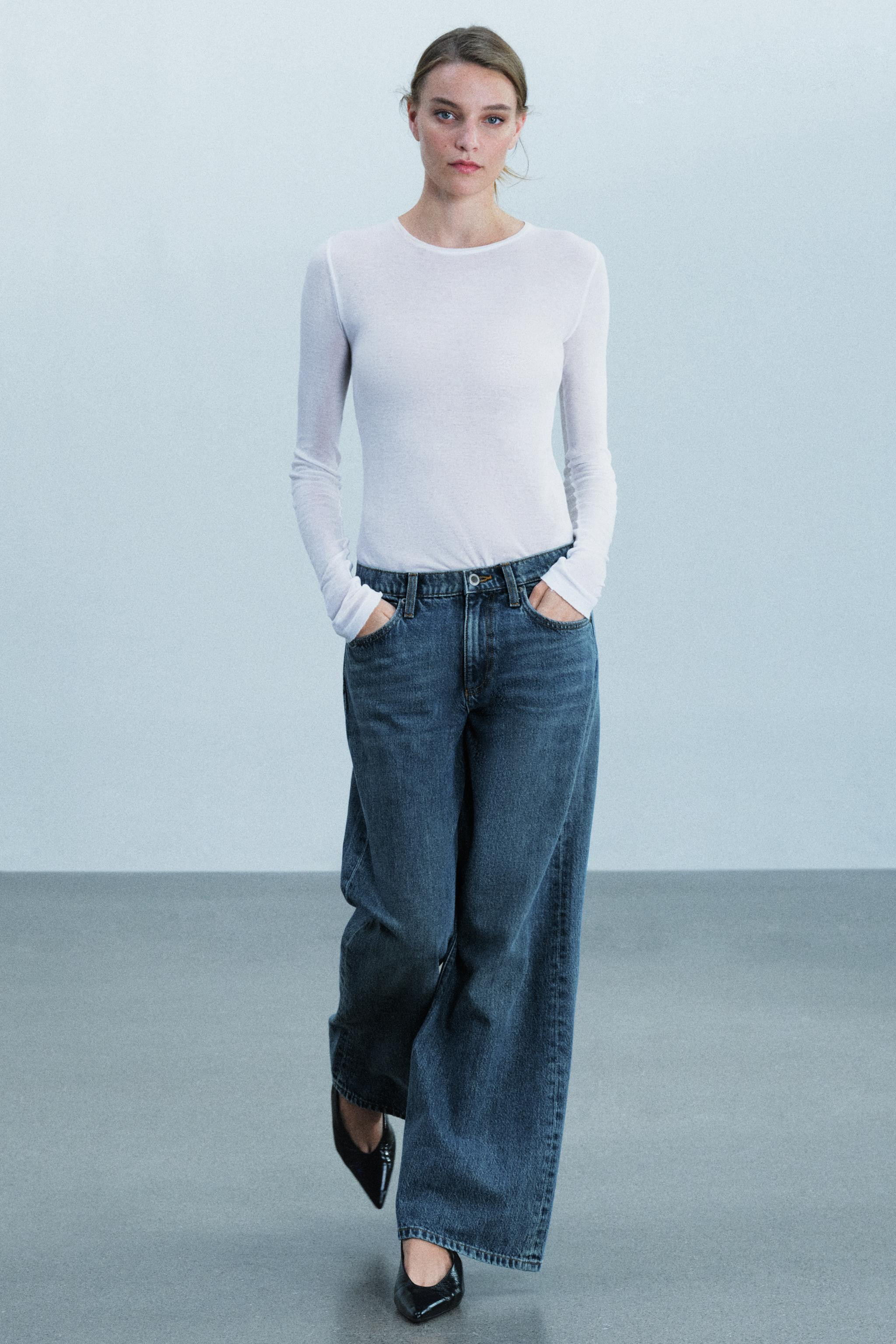 ZW COLLECTION LOW-RISE WIDE-LEG JEANS | Zara US