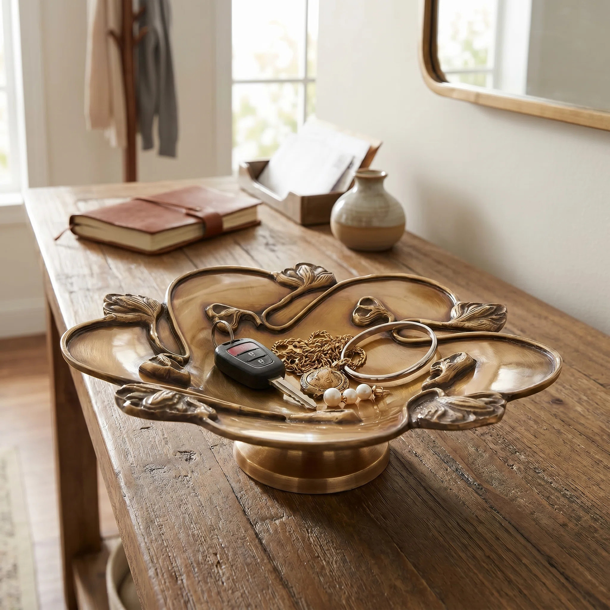 East Urban Home Solid Brass Catch All Decorative Pedestal Bowl - Antique Home Decor - Wayfair Canada | Wayfair North America