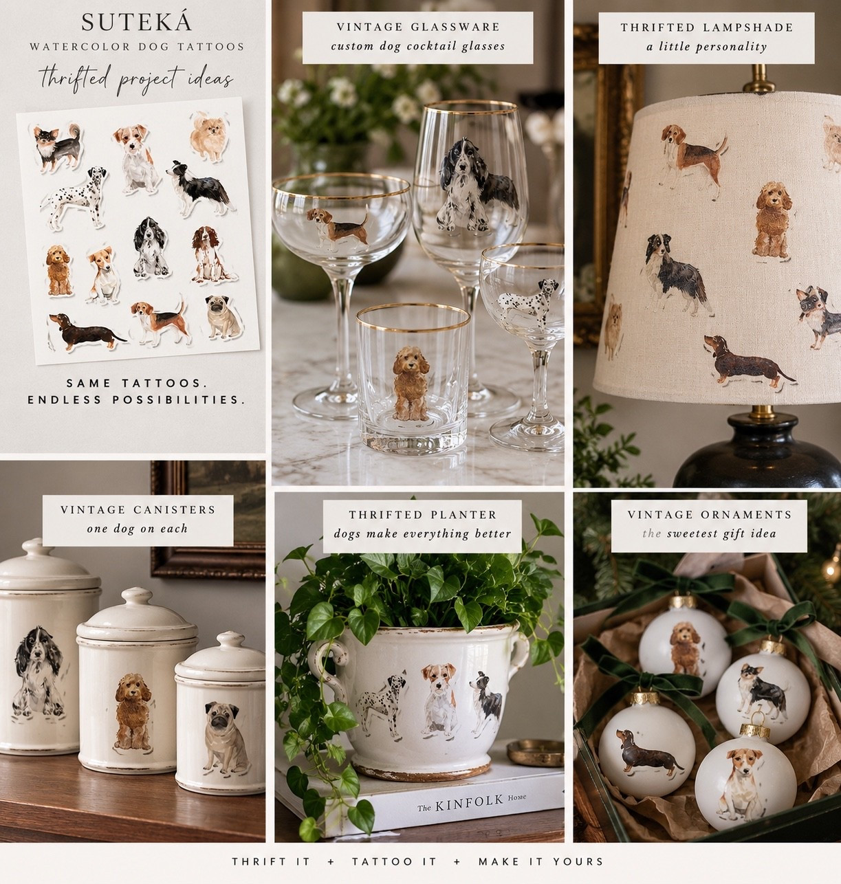 The Cutest Thrift Flip Using Temporary Tattoos

One of my most popular DIYs ever was using these watercolor dog temporary tattoos on thrifted plates—and now I’m putting them on EVERYTHING. Think vintage glassware, lampshades, planters, canisters, ornaments and more. Such an easy, inexpensive way to turn a thrifted find into something completely unique. Linking the exact dog tattoos I used here!

#LTKHome #LTKSeasonal #LTKdayinmylife