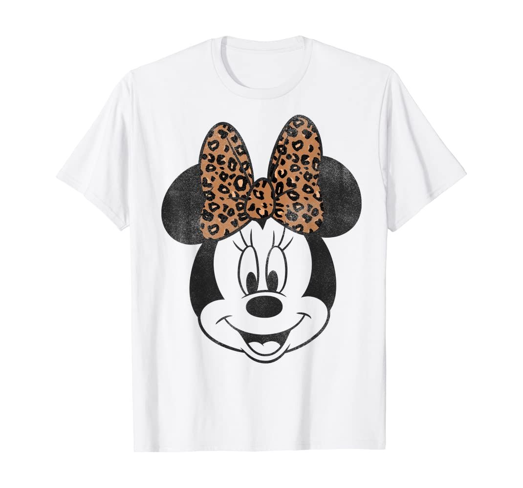 Disney Mickey And Friends Minnie Mouse Leopard Bow Portrait T-Shirt | Amazon (US)