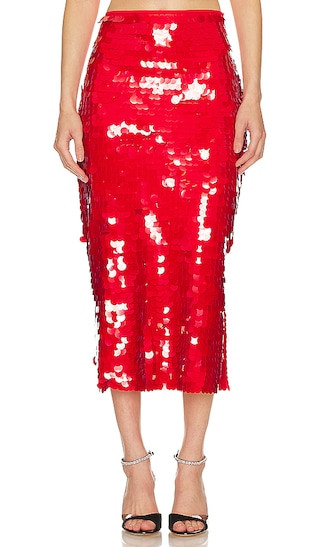 Night Rider Midi Skirt in Crimson | Revolve Clothing (Global)