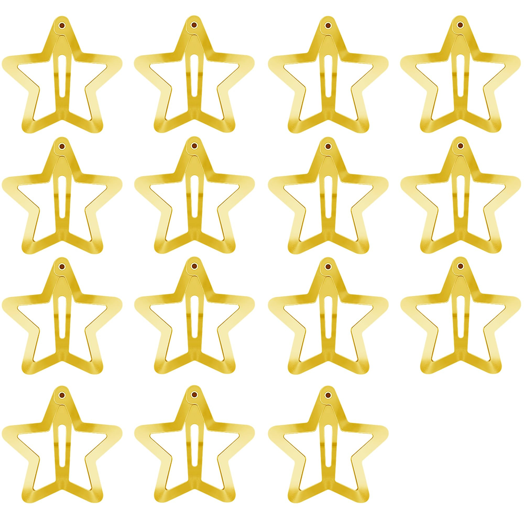 Star Hair Clips 2000s Y2K Snap Hair Barrettes Non Slip Star Hair Accessories Gold Metal Hair Clips for Girls Women -15 PCS 1.57" | Amazon (US)
