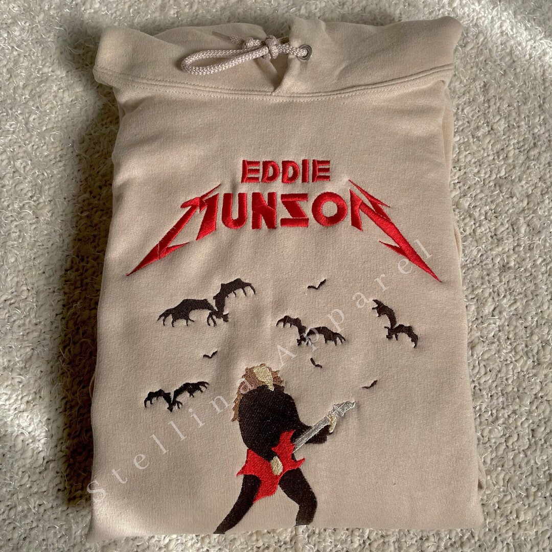 Eddie M Inspired Embroidered Crewneck/hoodie guitar and Bats - Etsy | Etsy (US)