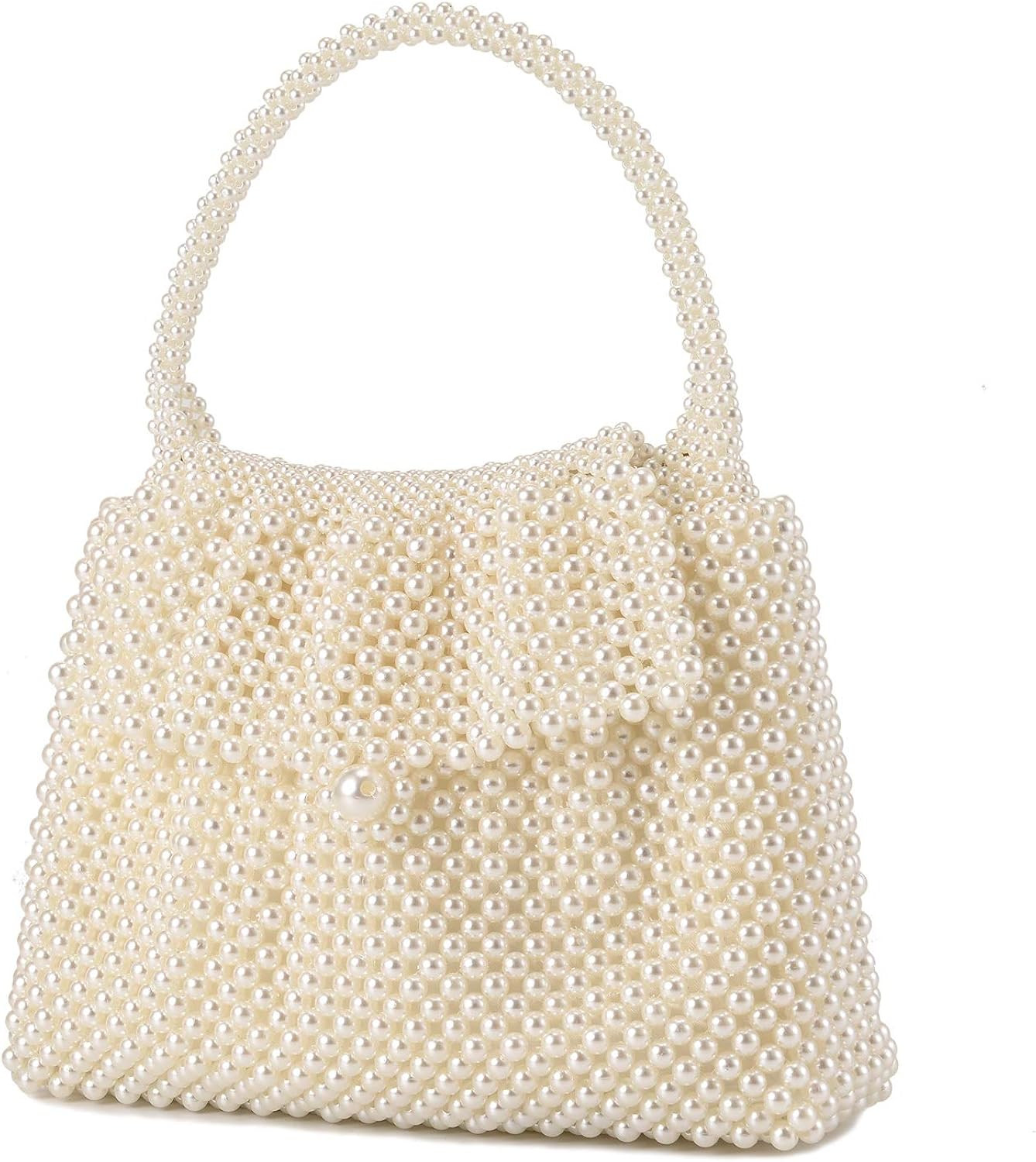 UBORSE Women Pearl Clutch Bag Noble Crystal Beaded Evening Bag Wedding Clutch with Pearl Chain | Amazon (US)