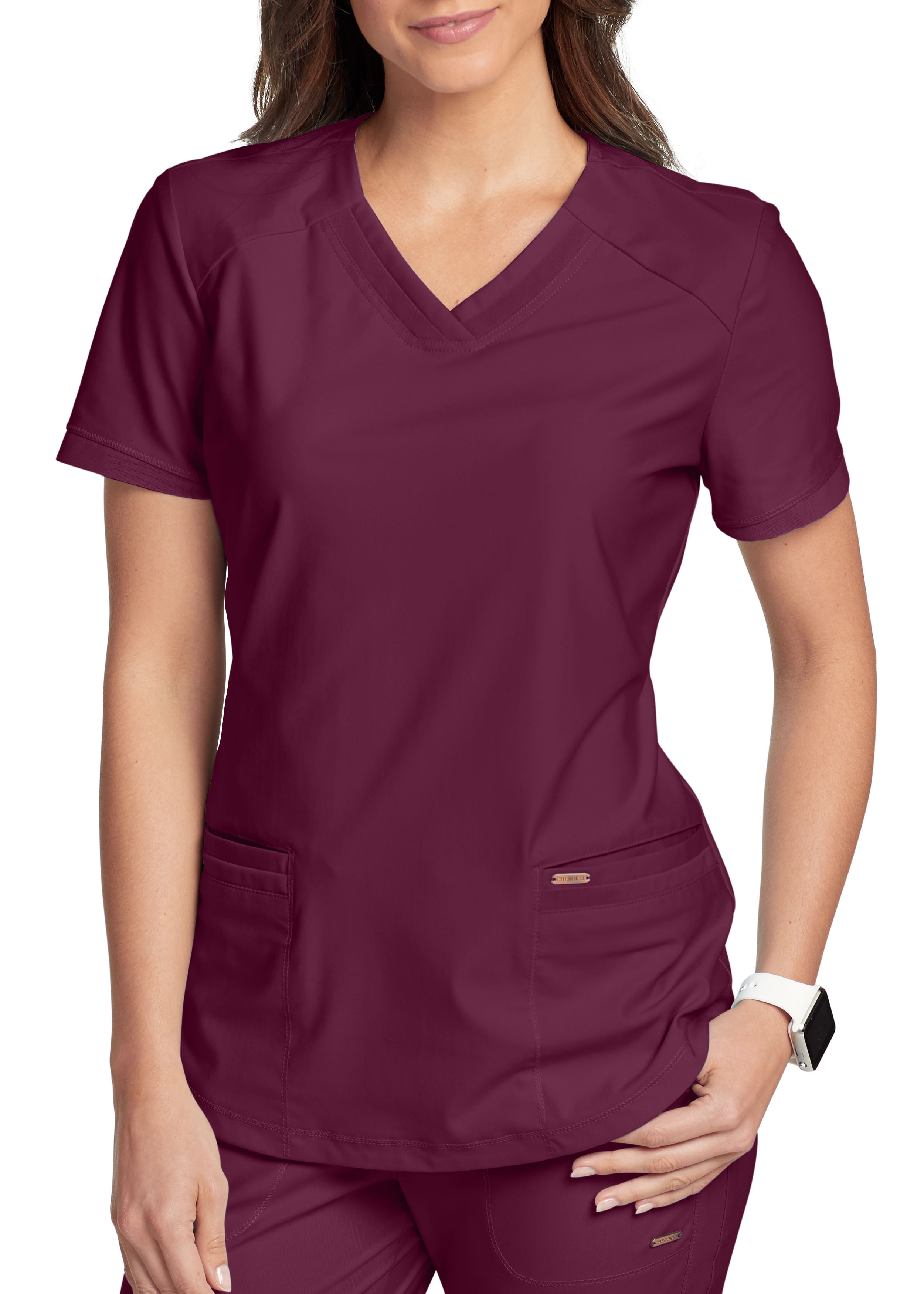 Curved Hem V-Neck Top | Scrubs & Beyond