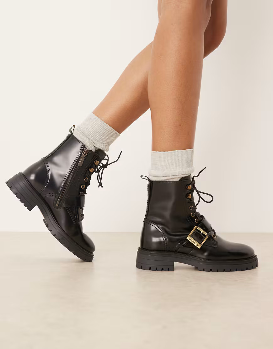 Barbour Ouseburne lace up boot in black glace | ASOS (Global)