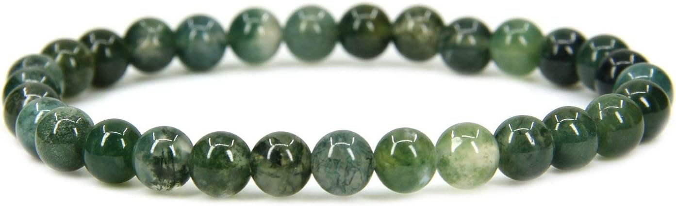 Handmade Gem Semi Precious Gemstone 6mm Round Beads Stretch Bracelet 7" Unisex | Amazon (US)