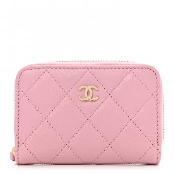 CHANEL Lambskin Quilted Zip Around Coin Purse Wallet Light Pink | FASHIONPHILE | FASHIONPHILE (US)