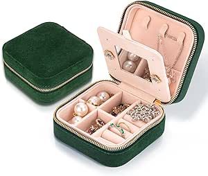 Amazon.com: Travel Velvet Jewelry Box with Mirror, Mini Gifts Case for Women Girls, Small Portabl... | Amazon (US)